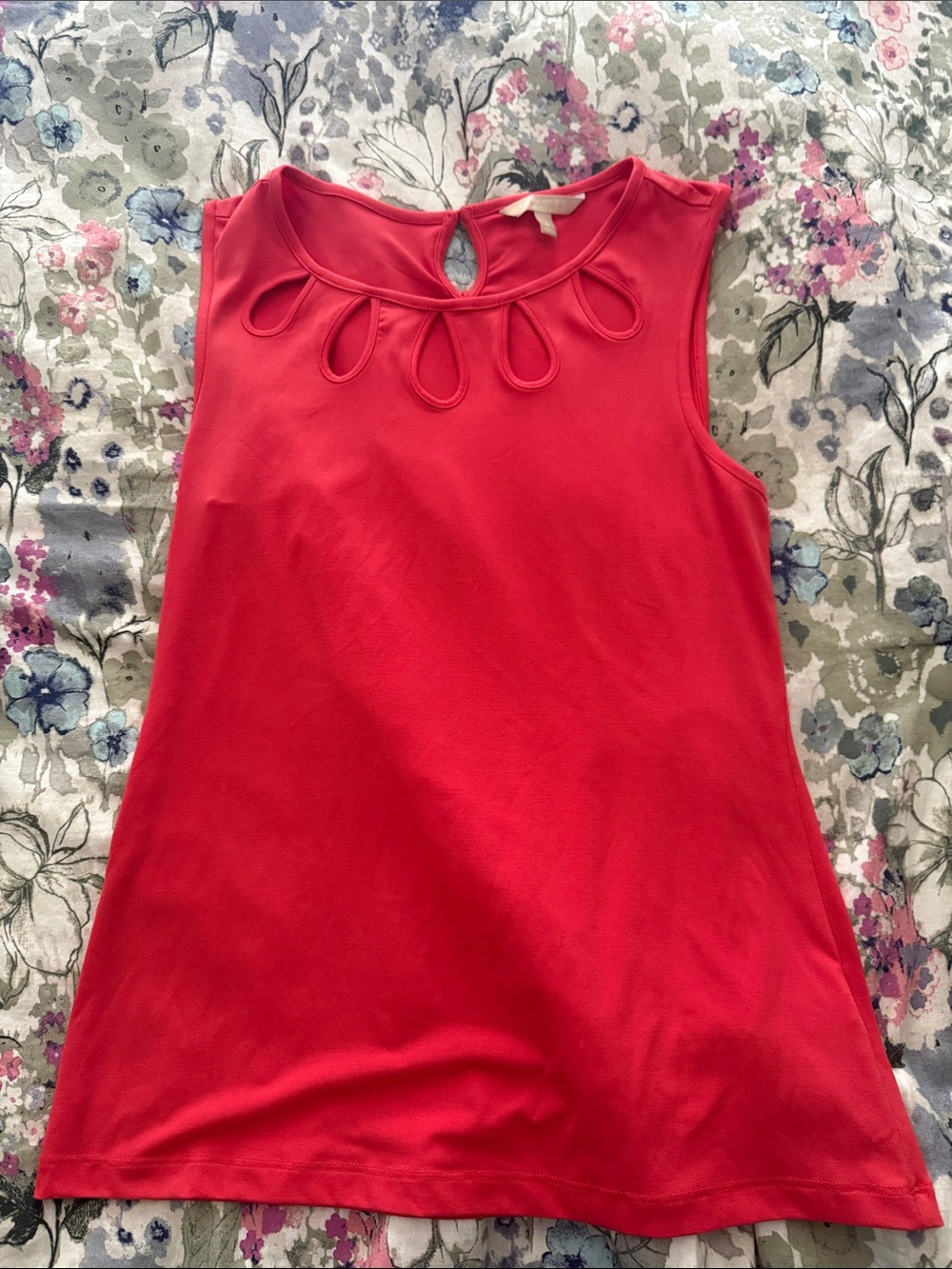 Dark Orange Sleeveless Cutout Neckline Women's Top